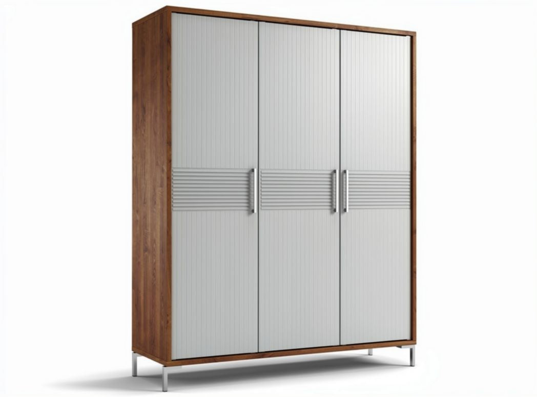 Armadio a quattro ante in legno e metallo grigio 160 x 50 x 200cm