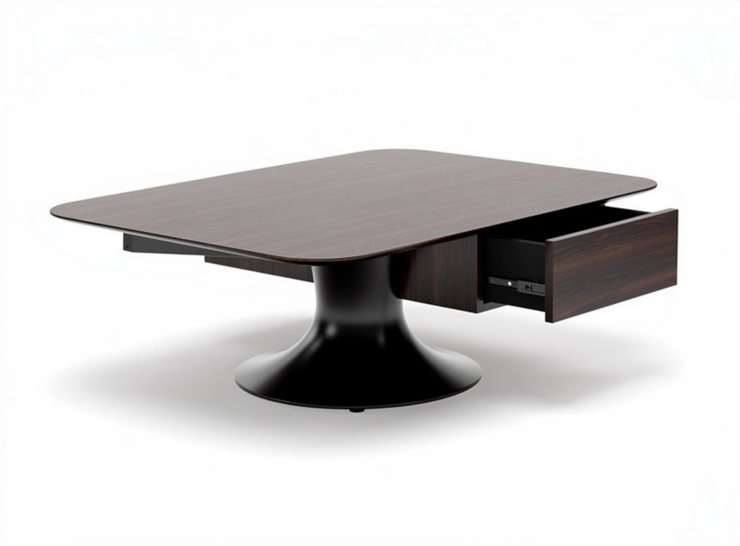 Tavolino da caffè in legno scuro con cassetto 120 x 80 x 40cm