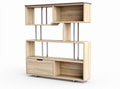 Mobile da soggiorno in legno di rovere con ripiani e cassetto 150 x 30 x 180cm