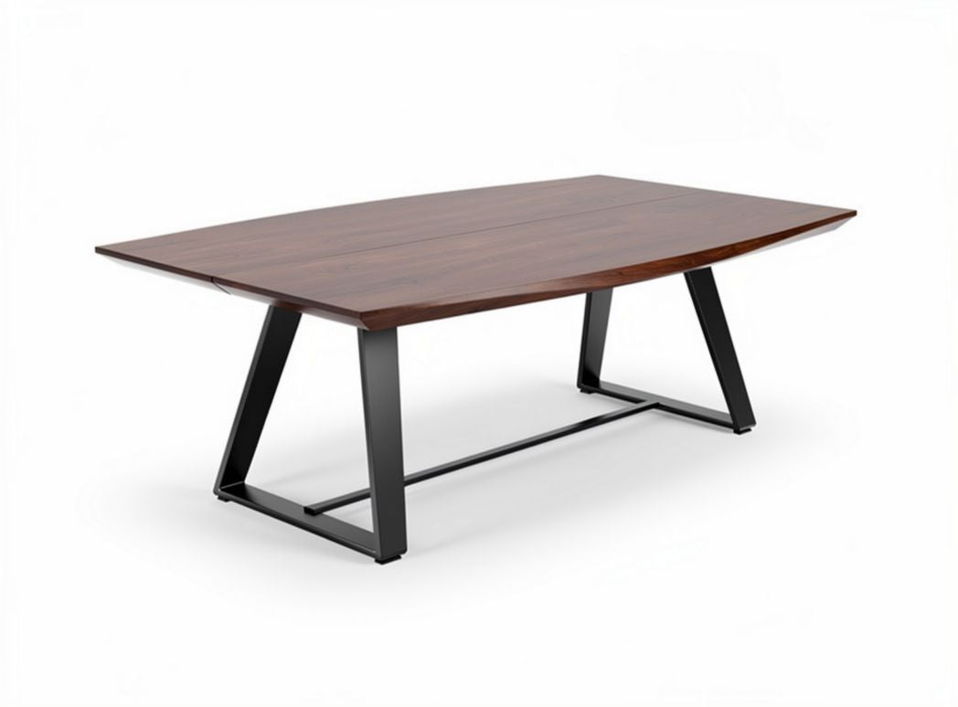 Tavolo da pranzo in legno scuro con base in metallo 200 x 100 x 75cm