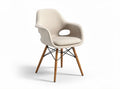 Sedia da pranzo in tessuto beige con gambe in legno e dimensioni 60 x 55 x 80cm