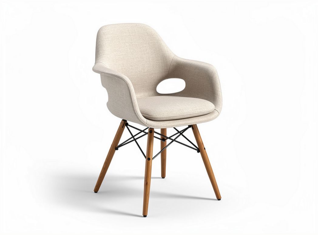 Sedia da pranzo in tessuto beige con gambe in legno e dimensioni 60 x 55 x 80cm