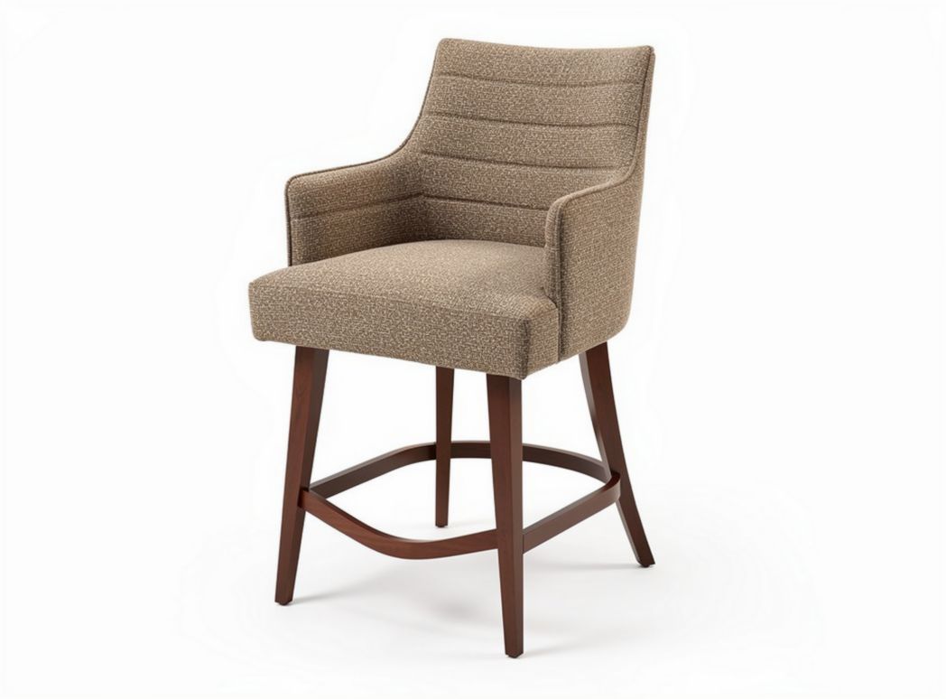 Sgabello da bar imbottito in tessuto marrone con struttura in legno 45 x 50 x 100cm