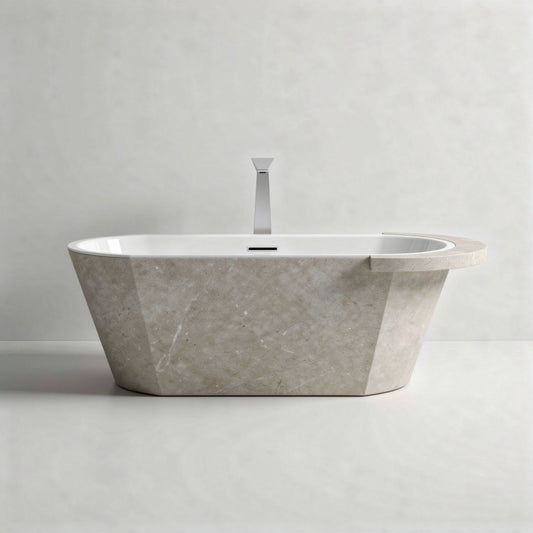 Vasca da bagno in pietra naturale con rubinetto incassato 180 x 80 x 50cm