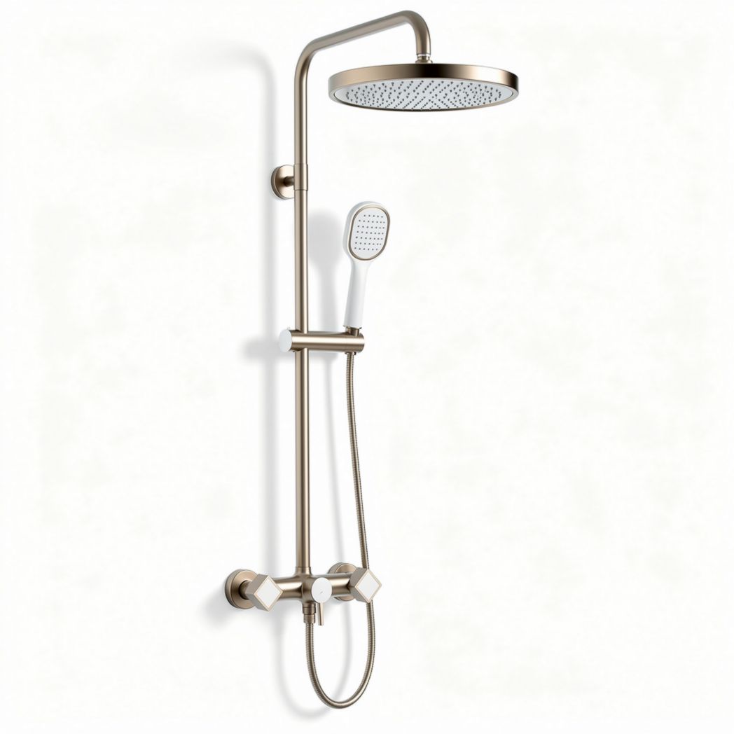 Sistema doccia in ottone con soffione rotondo e doccetta 15 x 20 x 150cm color bronzo satinato