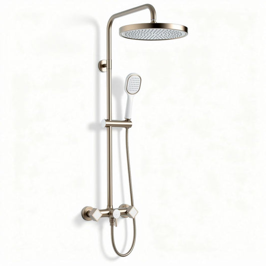 Sistema doccia in ottone con soffione rotondo e doccetta 15 x 20 x 150cm color bronzo satinato