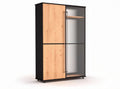 Armadio moderno in legno e vetro con ante scorrevoli 180 x 80 x 40cm