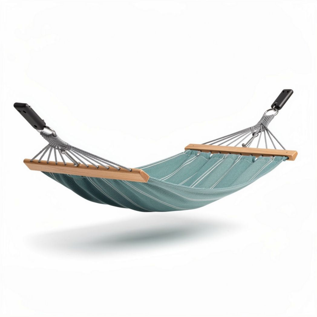 Amaca in tessuto con struttura in legno e corda dimensioni 200 x 100 x 110cm colore verde acqua