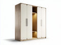 Armadio componibile in legno con ante bianche e illuminazione interna 150 x 50 x 200cm
