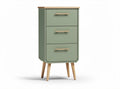 Comò verde con tre cassetti in legno e piano in rovere 40 x 30 x 85cm