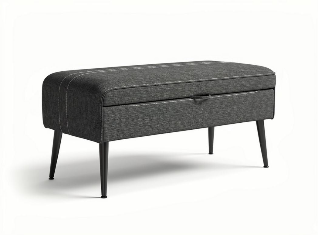 Panca in tessuto grigio con vano contenitore dimensioni 100 x 40 x 45cm