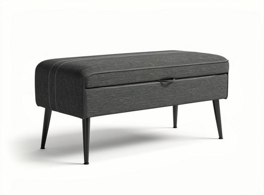 Panca in tessuto grigio con vano contenitore dimensioni 100 x 40 x 45cm